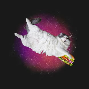 funny burger cat galaxy T-Shirt