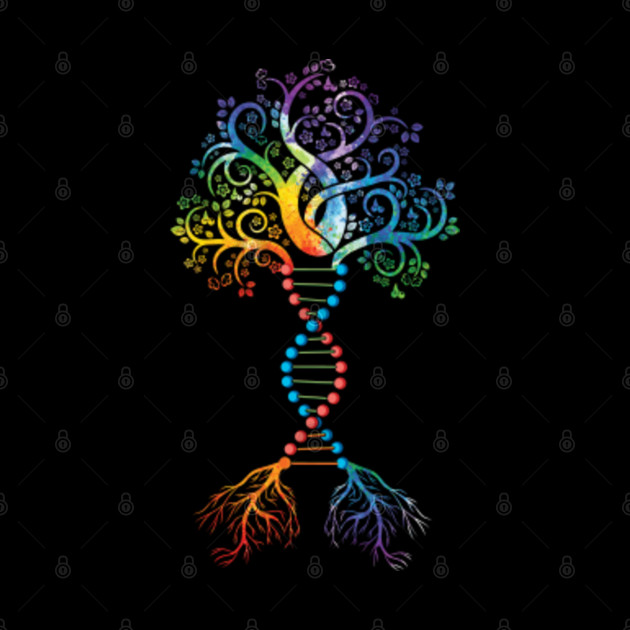 DNA Tree of Life Genetics Colorful Biology Science T-Shirt - Dna ...