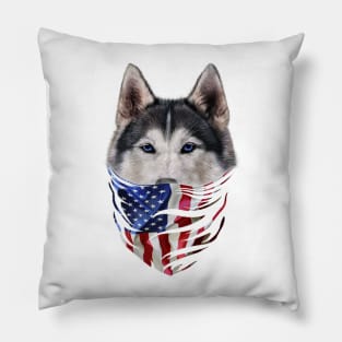 Patriot Siberian Husky In Usa America Bandana Dog Pillow