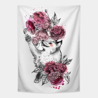 Fox&Peony invisible background Tapestry