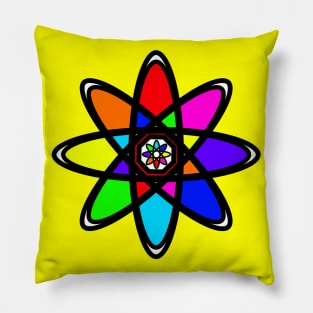 Rainbow Atom Symbol - Colorful Pillow