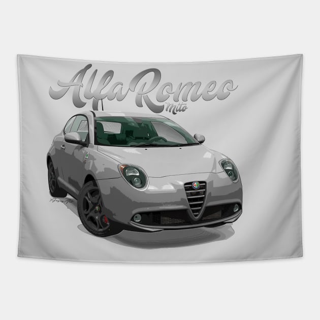 ALFA ROMEO Mito white front Tapestry by PjesusArt