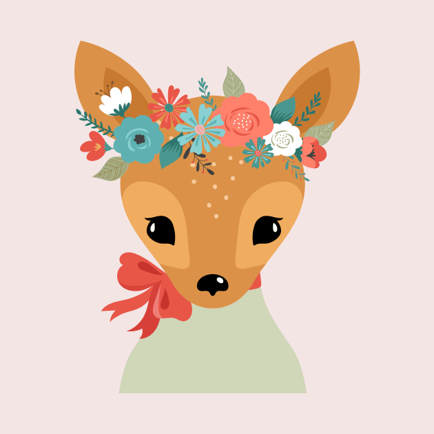 Floral Baby Deer by JunkyDotCom