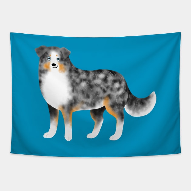 Australian Shepherd (Blue Merle) Tapestry by illucalliart