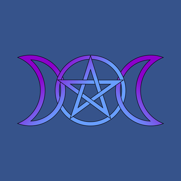 Triple Moon Goddess light purple to blue - Witch - T-Shirt