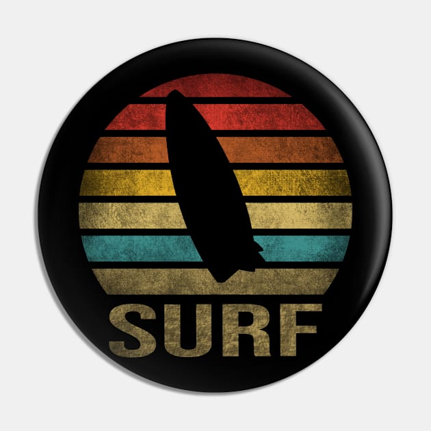 Surf Or Die Surfboard Summer Retro Sunset Pin by The Agile Store