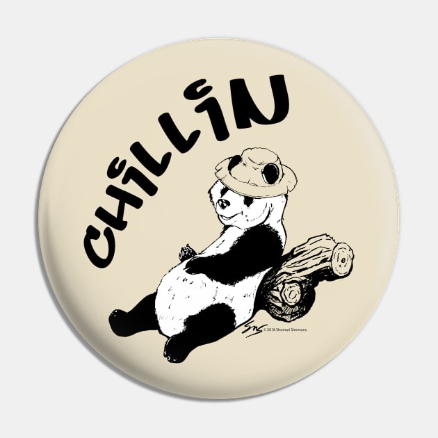 Chillin Panda B&W Pin by illykid