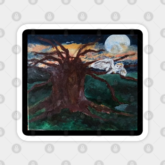 Under the Blue Moon Fantasy Painting Magnet by Hannah Quintero Art 