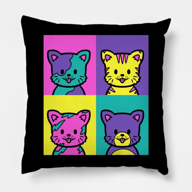 Cat Warhol Pop Art by Tobe Fonseca Pillow by Tobe_Fonseca