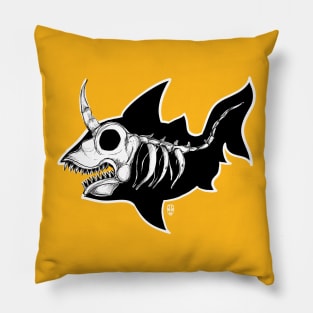 Dark Unicorn Shark Skeleton Pillow