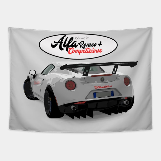 Alfa Romeo 4C Back Tapestry by PjesusArt