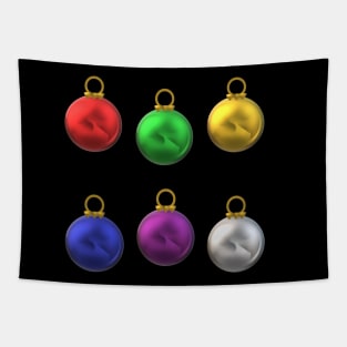 Colorful Christmas Tree Ornaments (Black Background) Tapestry