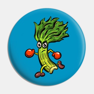 The Running Celery Cartoon Pin