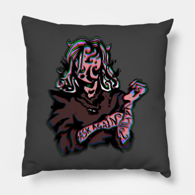 Ask Again Later. Glitchcore in Sky pink Pillow by TheDoodlemancer