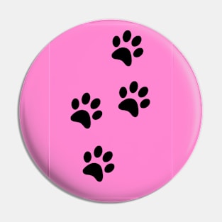 Black Paw-prints on a Pink surface Pin