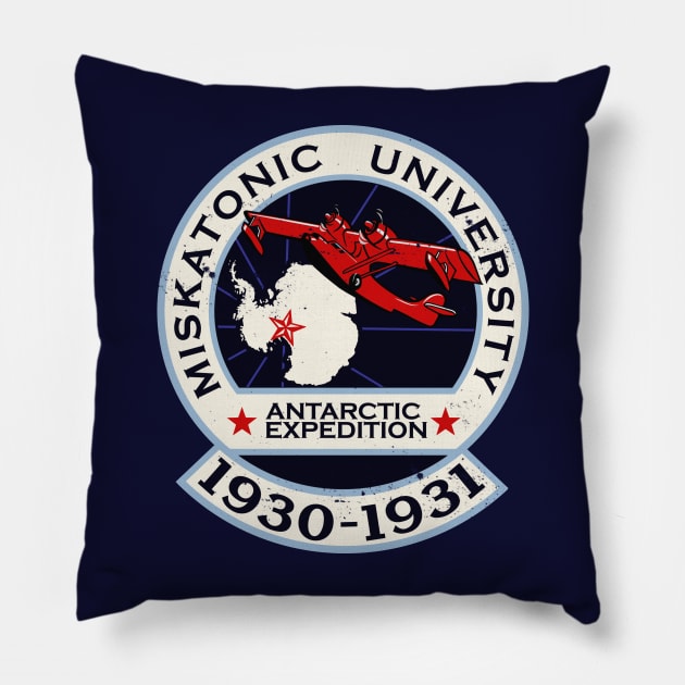 Vintage Retro Miskatonic University Antarctic Expedition Pillow by StudioPM71