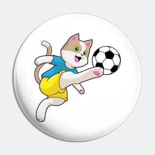 Cat as Soccer player with Soccer ball Pin