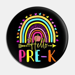 Hello Pre-K Team Pre Kindergarten Back To School Rainbow Pin