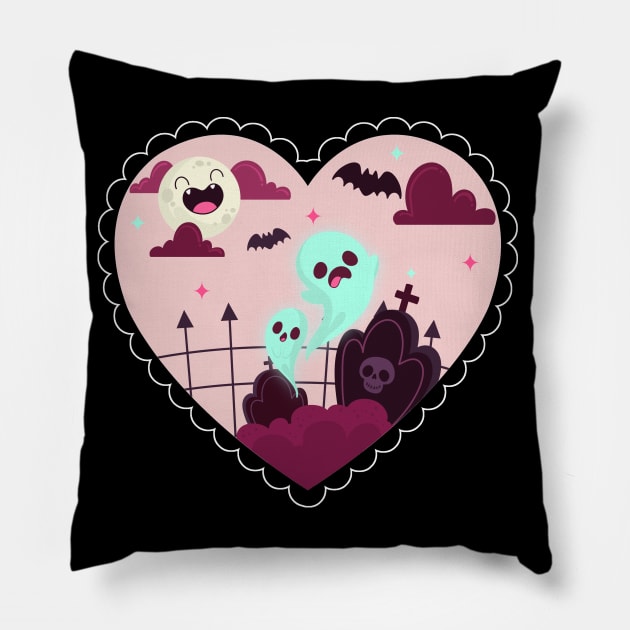 Cemetery Ghost Pillow by Rockadeadly