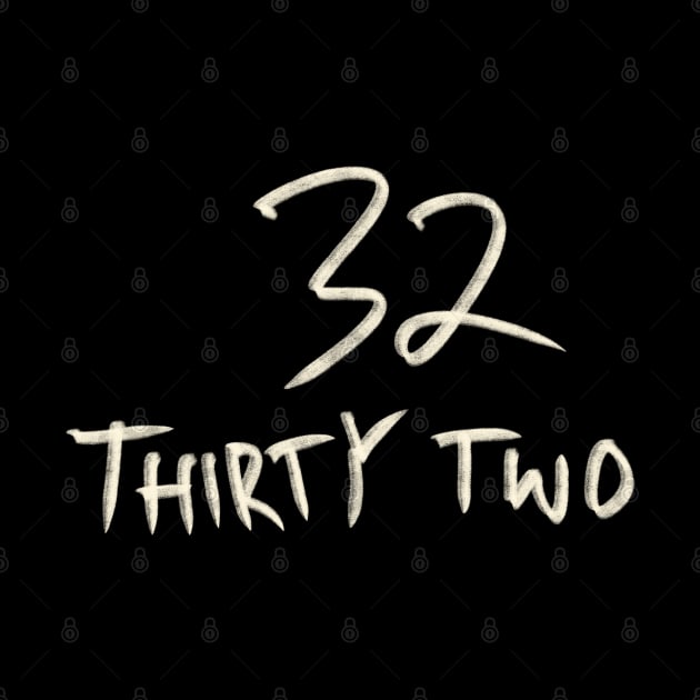 Hand Drawn Letter Number 32 Thirty Two by Saestu Mbathi