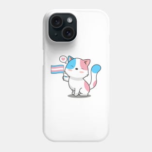 Cute Cat With Transgender Pride Flag Phone Case