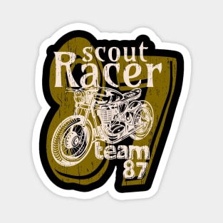 Scout Racer motors black racing motorcycle vintage retro distressed Magnet