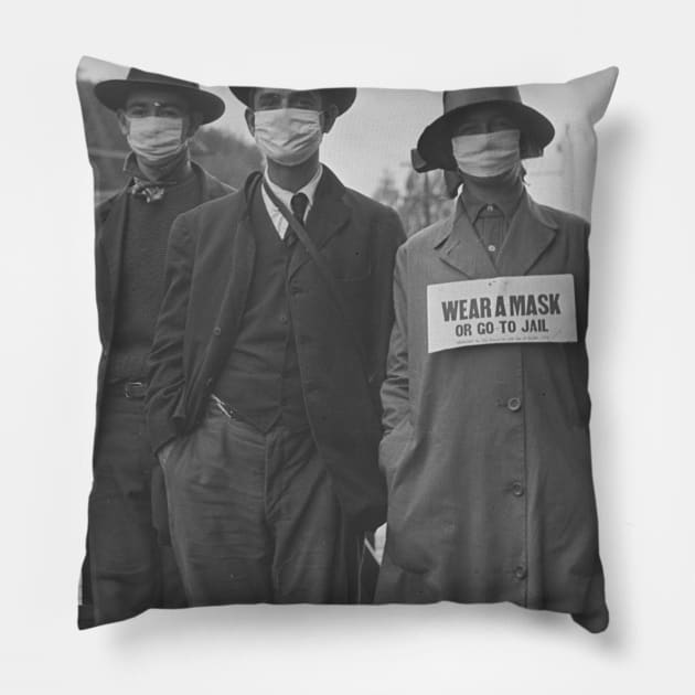 Wear a Mask or Go To Jail Pillow by Scottish Arms Dealer