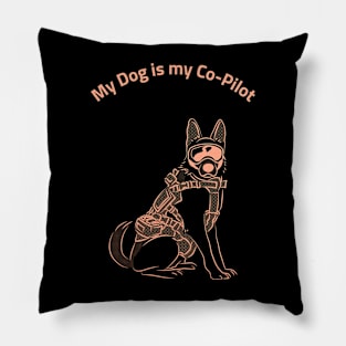 My Dog is my Co-Pilot Funny Dog T-Shirt Pillow