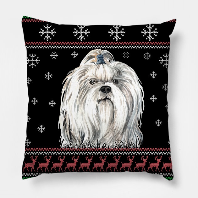 Cute Shih Tzu Dog Lover Ugly Christmas Sweater For Women And Men Funny Gifts Pillow by uglygiftideas