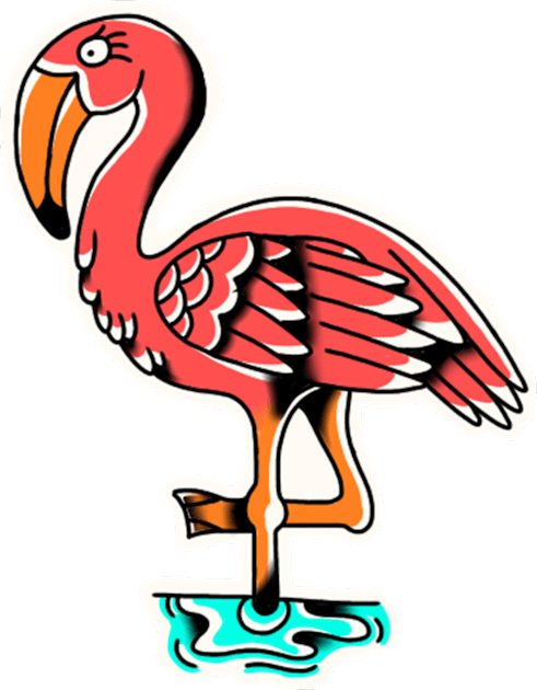 Flamingo traditional tattoo Kids T-Shirt by rafaelwolf