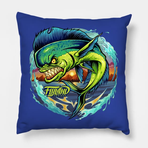 Angry Mahi-Mahi Pillow by FlylandDesigns