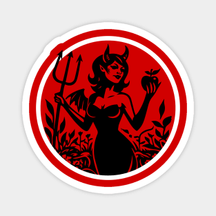 Devil Girl Linocut Magnet