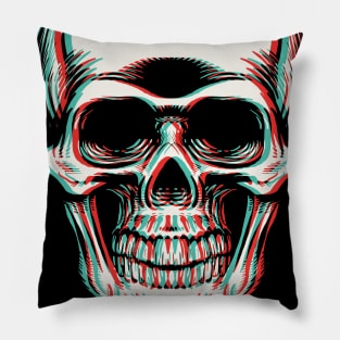 3D Effect Trippy Skull Face Pillow