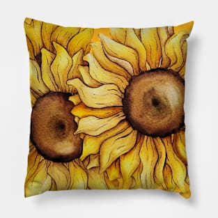 sunflowers in a golden frame Pillow