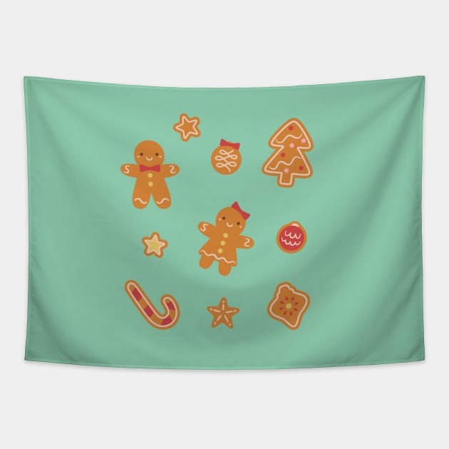 Cute Christmas Cookies Collection Tapestry by rustydoodle