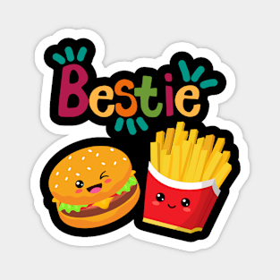 kawaii funny hamburger and fries bestie bestfriend friendship day Magnet