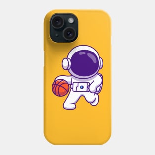 Cute Astronaut Playing Basketball Cartoon Phone Case