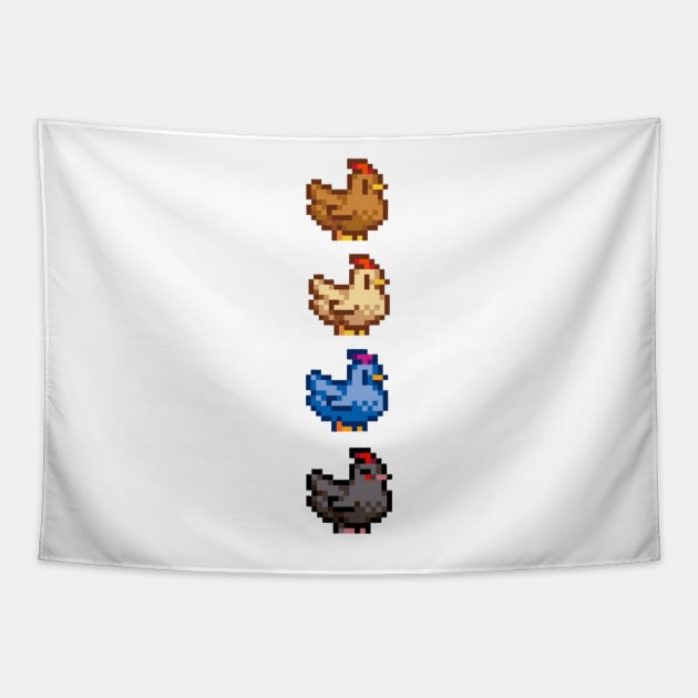 4 Chickens of Stardew Valley Tapestry by r9440