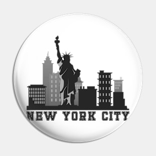 New York City Black and White Pin