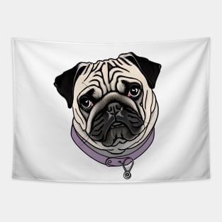 Cute dog pug Tapestry