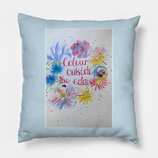 Colorful flower Watercolor Painting - Colour Ouside The Edges Pillow