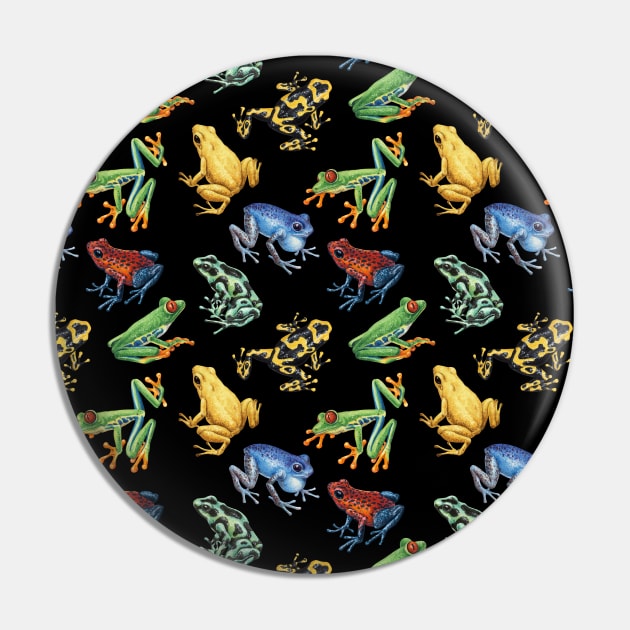 Frogs on black Pin by katerinamk