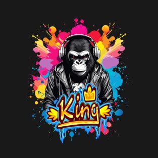 Gorilla King Street Art Style T-Shirt