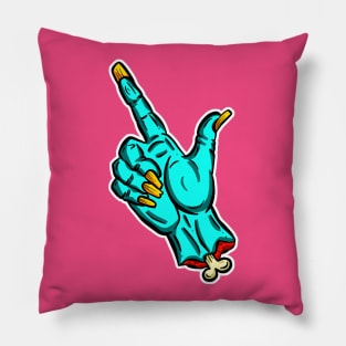 Pick Your Nose Zombie Pointing Finger Blue Cartoon T-Shirt Pillow