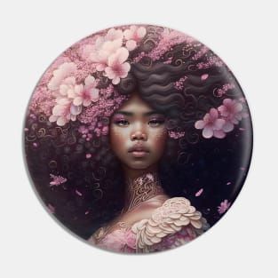 [AI Art] Cherry blossom lady with big hair Pin