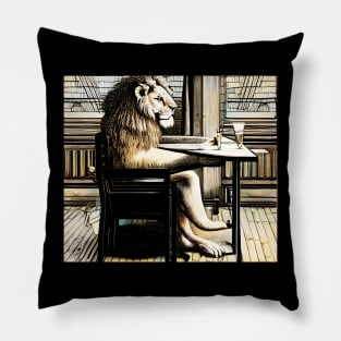 lion drinking beer colour Pillow