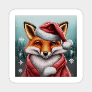 Santa Christmas Fox Magnet