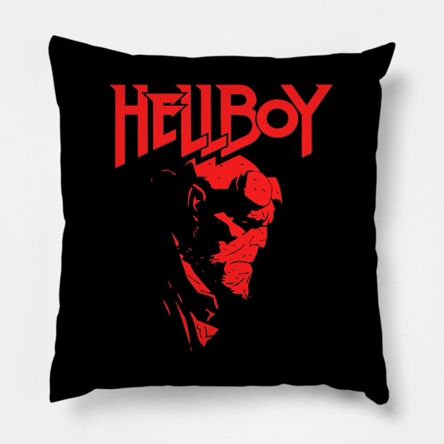 Hellboy Profile (Black Print) Pillow by Nerdology