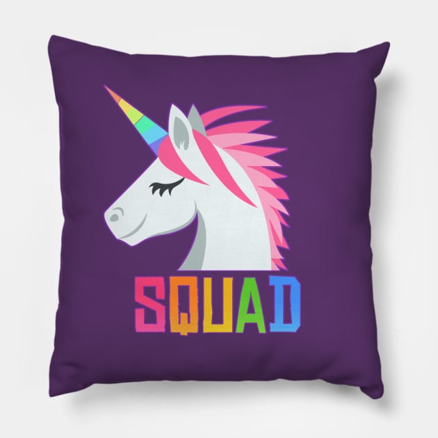 Rainbow Unicorn Squad Pillow by Sunny Saturated