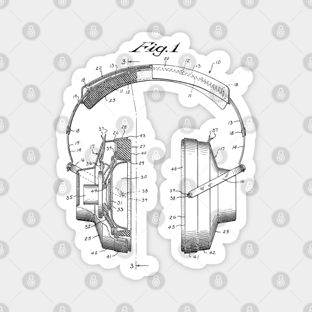 Vintage Headphones Patent Drawing Magnet by MadebyDesign